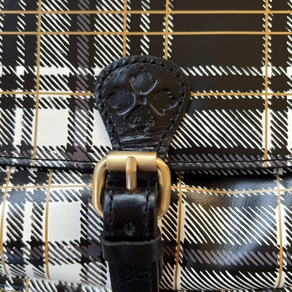 NWT Patricia Nash Leather London Plaid Double Compartment Crossbody Saddle Bag - Picture 2 of 16